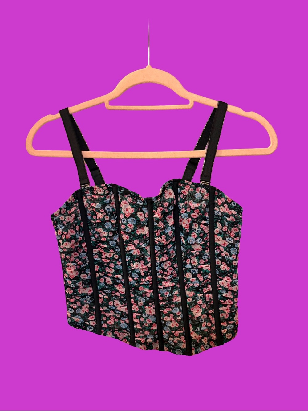 NWT Torrid Spring Garden Floral Mesh Wireless Bustier Corset Top Torrid Size 00
